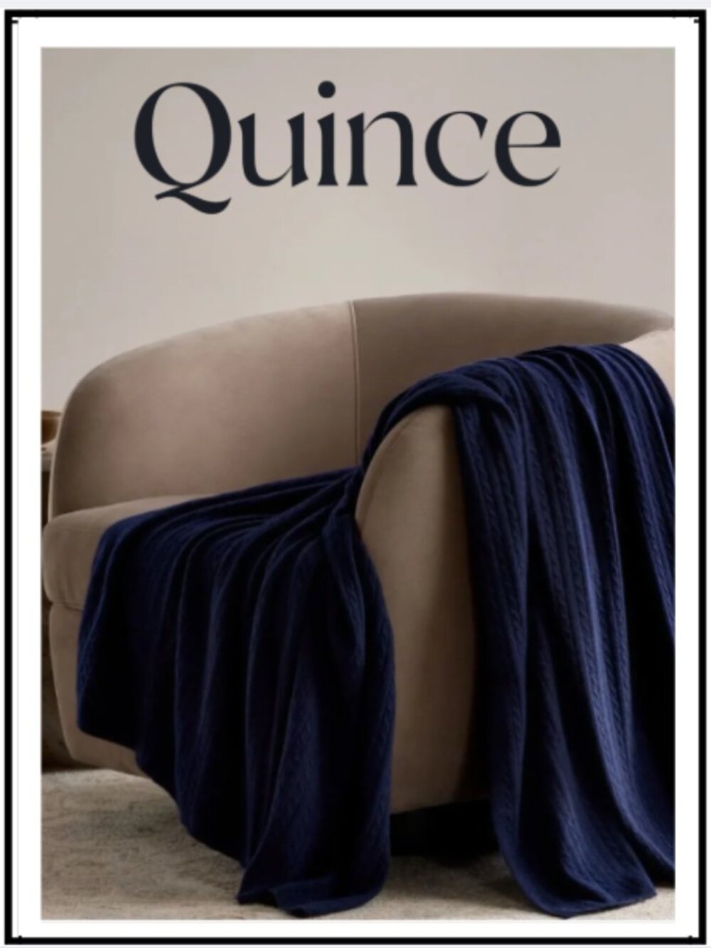 Mongolian Cashmere Cable Knit Throw - True Navy 50x60